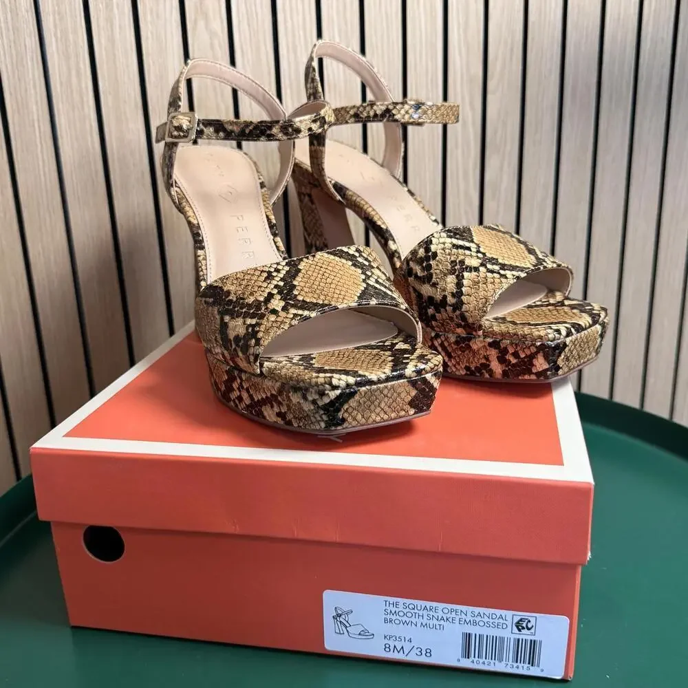 Katy‎ Perry Collections The Square Open Sandal in Snake Print (Size 8, NWT)